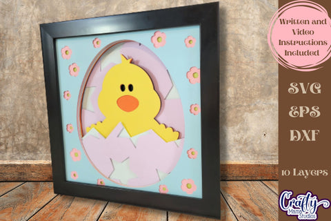 Easter Svg Shadow Box, 3D Layered Easter Chick In Egg File SVG Crafty Mama Studios 