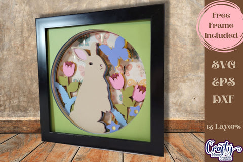 Easter Svg Shadow Box 3D Layered Spring Bunny Flowers File SVG Crafty Mama Studios 