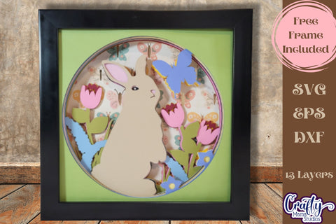 Easter Svg Shadow Box 3D Layered Spring Bunny Flowers File SVG Crafty Mama Studios 