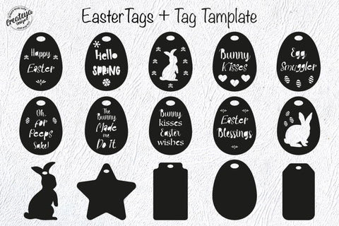 Easter tags. Easter basket tags. Tag template. SVG Createya Design 