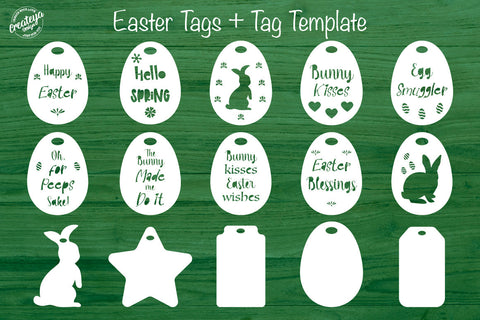 Easter tags. Easter basket tags. Tag template. SVG Createya Design 