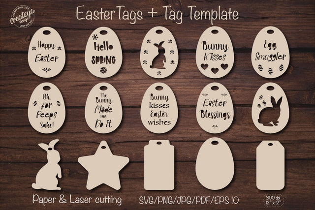 Easter tags. Easter basket tags. Tag template. SVG Createya Design 