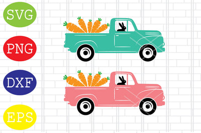Easter Truck Carrot (4) Svg, Easter Bunny Svg, Happy Easter Svg, Png, Eps, Dxf Files SVG DigitalSvgFiles 