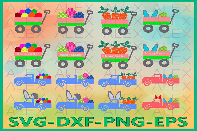 Easter Truck Svg, Easter Bunny Truck SVG AlexSVGStudio 