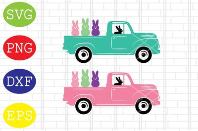 Easter Truck With Rabbit (4) Svg, Easter Bunny Svg, Happy Easter Svg, Png, Eps, Dxf Files SVG DigitalSvgFiles 