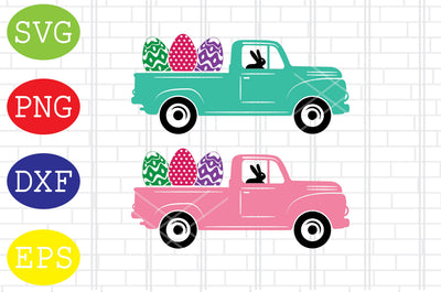 Easter Truck With Rabbit Svg, Easter Bunny Svg, Happy Easter Svg, Png, Eps, Dxf Files SVG DigitalSvgFiles 