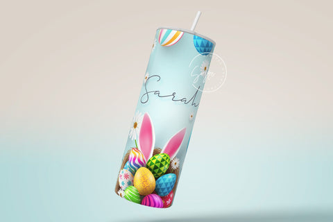 Easter Tumbler, Add Your Name, Bunny PNG, Rabbit Design Tumbler, Easter Egg Pattern, 20 oz Skinny Tumbler Design Seamless Sublimation PNG Sublimation Syre Digital Creations 