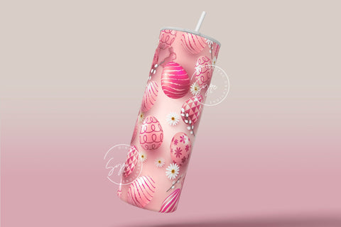 Easter Tumbler, Add Your Name, Bunny PNG, Rabbit Design Tumbler, Easter Egg Pattern, 20 oz Skinny Tumbler Design Seamless Sublimation PNG Sublimation Syre Digital Creations 