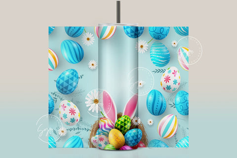 Easter Tumbler, Add Your Name, Bunny PNG, Rabbit Design Tumbler, Easter Egg Pattern, 20 oz Skinny Tumbler Design Seamless Sublimation PNG Sublimation Syre Digital Creations 