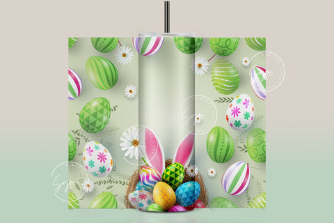 Easter Tumbler, Add Your Name, Bunny PNG, Rabbit Design Tumbler, Easter Egg Pattern, 20 oz Skinny Tumbler Design Seamless Sublimation PNG Sublimation Syre Digital Creations 