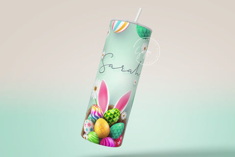 Easter Tumbler, Add Your Name, Bunny PNG, Rabbit Design Tumbler, Easter Egg Pattern, 20 oz Skinny Tumbler Design Seamless Sublimation PNG Sublimation Syre Digital Creations 