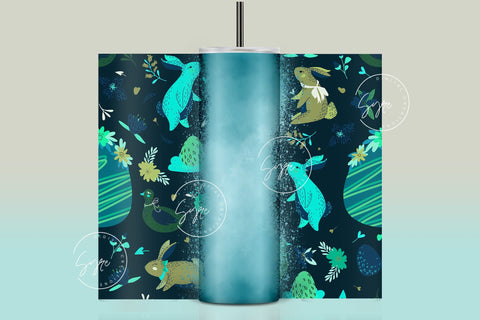 Easter Tumbler, Add Your Name, Bunny PNG, Rabbit Design Tumbler, Easter Egg Pattern, 20 oz Skinny Tumbler Design Seamless Sublimation PNG Sublimation Syre Digital Creations 