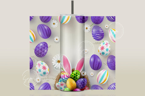 Easter Tumbler, Add Your Name, Bunny PNG, Rabbit Design Tumbler, Easter Egg Pattern, 20 oz Skinny Tumbler Design Seamless Sublimation PNG Sublimation Syre Digital Creations 