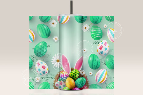 Easter Tumbler, Add Your Name, Bunny PNG, Rabbit Design Tumbler, Easter Egg Pattern, 20 oz Skinny Tumbler Design Seamless Sublimation PNG Sublimation Syre Digital Creations 
