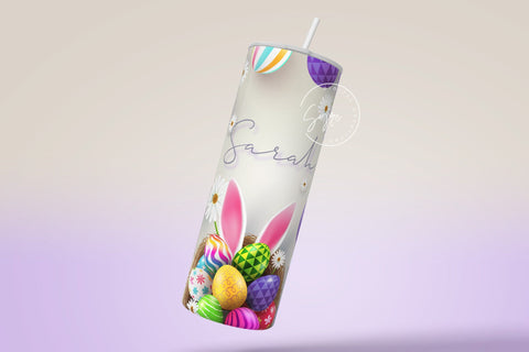 Easter Tumbler, Add Your Name, Bunny PNG, Rabbit Design Tumbler, Easter Egg Pattern, 20 oz Skinny Tumbler Design Seamless Sublimation PNG Sublimation Syre Digital Creations 