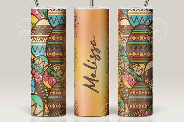 Easter Tumbler, Add Your Name Tumbler, Boho Egg Wrap, Aztec Western Easter Egg Pattern, 20 oz Skinny Tumbler Seamless Design Sublimation PNG Sublimation Syre Digital Creations 