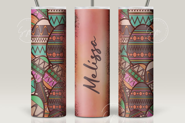 Easter Tumbler, Add Your Name Tumbler, Boho Egg Wrap, Aztec Western Easter Egg Pattern, 20 oz Skinny Tumbler Seamless Design Sublimation PNG Sublimation Syre Digital Creations 