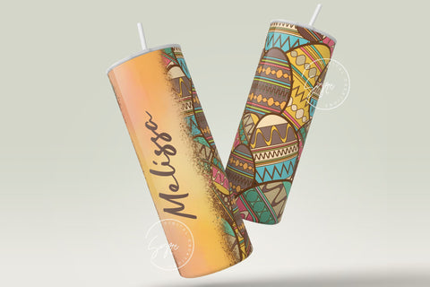 Easter Tumbler, Add Your Name Tumbler, Boho Egg Wrap, Aztec Western Easter Egg Pattern, 20 oz Skinny Tumbler Seamless Design Sublimation PNG Sublimation Syre Digital Creations 