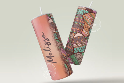 Easter Tumbler, Add Your Name Tumbler, Boho Egg Wrap, Aztec Western Easter Egg Pattern, 20 oz Skinny Tumbler Seamless Design Sublimation PNG Sublimation Syre Digital Creations 