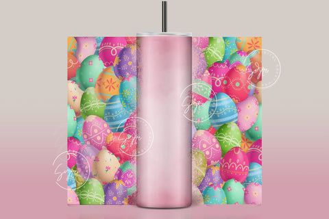 Easter Tumbler, Colourful Easter Egg Tumbler, Add Your Name, Egg Seamless Pattern, Egg Pattern, 20oz Skinny Tumbler Design Sublimation PNG Sublimation Syre Digital Creations 