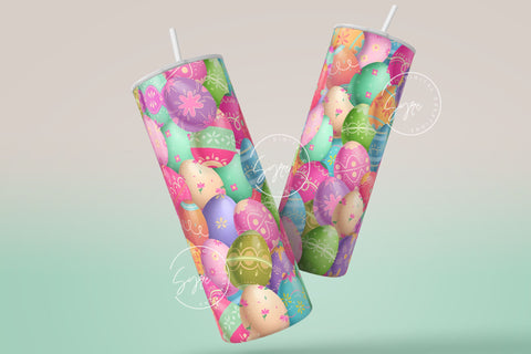 Easter Tumbler, Colourful Easter Egg Tumbler, Egg Seamless Pattern, Easter Egg Pattern, 20 oz Skinny Tumbler Design Sublimation PNG Sublimation Syre Digital Creations 