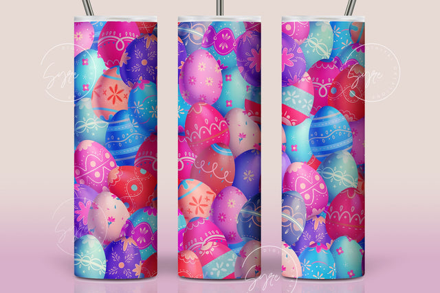 Easter Tumbler, Colourful Easter Egg Tumbler, Egg Seamless Pattern, Easter Egg Pattern, 20 oz Skinny Tumbler Design Sublimation PNG Sublimation Syre Digital Creations 