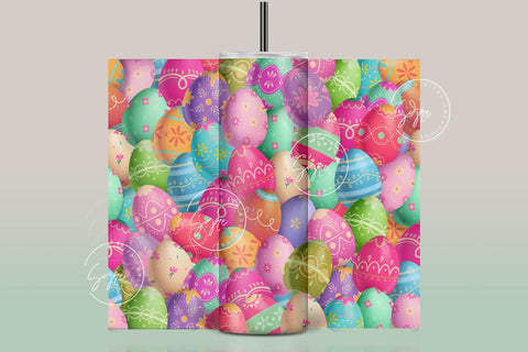 Easter Tumbler, Colourful Easter Egg Tumbler, Egg Seamless Pattern, Easter Egg Pattern, 20 oz Skinny Tumbler Design Sublimation PNG Sublimation Syre Digital Creations 
