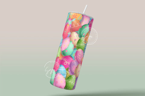 Easter Tumbler, Colourful Easter Egg Tumbler, Egg Seamless Pattern, Easter Egg Pattern, 20 oz Skinny Tumbler Design Sublimation PNG Sublimation Syre Digital Creations 