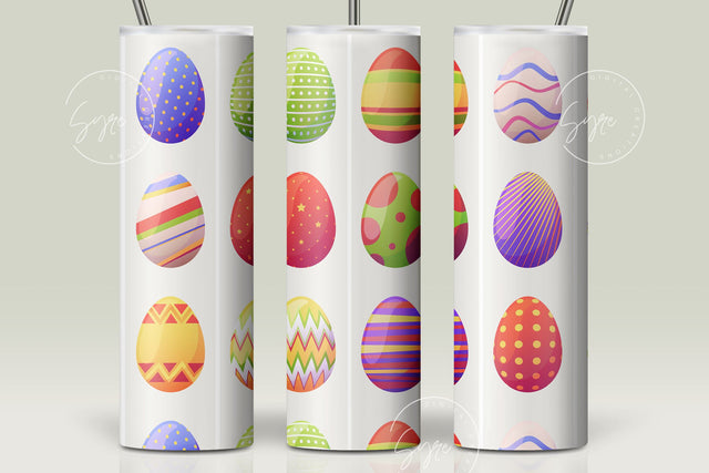 Easter Tumbler, Colourful Easter Egg Tumbler, Egg Seamless Pattern, Easter Egg Pattern, 20 oz Skinny Tumbler Design Sublimation PNG Sublimation Syre Digital Creations 