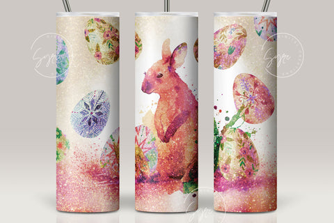 Easter Tumbler, Easter Egg Tumbler, Rabbit Glitter Seamless Pattern, Bunny Wrap, Easter Egg Pattern, 20 oz Skinny Tumbler Design Sublimation Sublimation Syre Digital Creations 