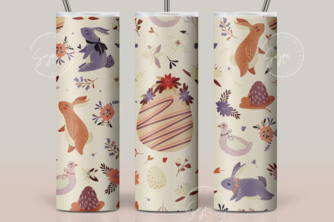 Easter Tumbler, Easter Egg Tumbler, Rabbit Tumbler Seamless Pattern, Bunny Wrap, Easter Egg Pattern, 20 oz Skinny Tumbler Design Sublimation Sublimation Syre Digital Creations 