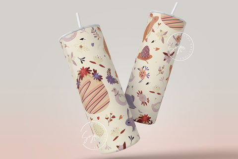 Easter Tumbler, Easter Egg Tumbler, Rabbit Tumbler Seamless Pattern, Bunny Wrap, Easter Egg Pattern, 20 oz Skinny Tumbler Design Sublimation Sublimation Syre Digital Creations 