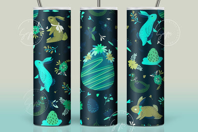 Easter Tumbler, Easter Egg Tumbler, Rabbit Tumbler Seamless Pattern, Bunny Wrap, Easter Egg Pattern, 20 oz Skinny Tumbler Design Sublimation Sublimation Syre Digital Creations 