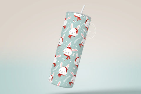Easter Tumbler, Rabbit Tumbler, Seamless Sublimation Pattern, Bunny Wrap, Christmas Tumbler Pattern, Winter Design, 20 oz Skinny Tumbler Sublimation Syre Digital Creations 