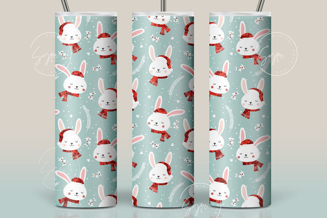 Easter Tumbler, Rabbit Tumbler, Seamless Sublimation Pattern, Bunny Wrap, Christmas Tumbler Pattern, Winter Design, 20 oz Skinny Tumbler Sublimation Syre Digital Creations 