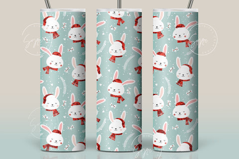 Easter Tumbler, Rabbit Tumbler, Seamless Sublimation Pattern, Bunny Wrap, Christmas Tumbler Pattern, Winter Design, 20 oz Skinny Tumbler Sublimation Syre Digital Creations 