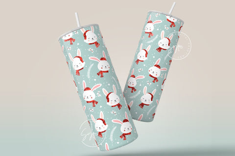 Easter Tumbler, Rabbit Tumbler, Seamless Sublimation Pattern, Bunny Wrap, Christmas Tumbler Pattern, Winter Design, 20 oz Skinny Tumbler Sublimation Syre Digital Creations 