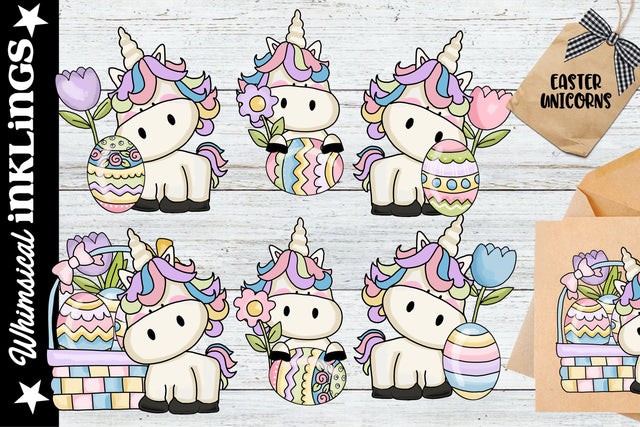 Easter Unicorns Sublimation Clipart Sublimation Whimsical Inklings 