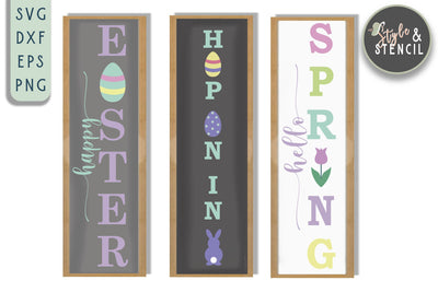 Easter Vertical Sign Mini Bundle SVG - PNG, DXF, EPS, SVG SVG Style and Stencil 