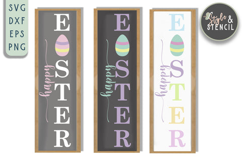 Easter Vertical Sign Mini Bundle SVG - PNG, DXF, EPS, SVG SVG Style and Stencil 