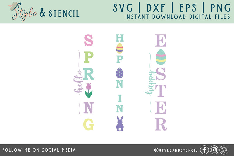 Easter Vertical Sign Mini Bundle SVG - Easter Porch Sign SVG - Spring ...