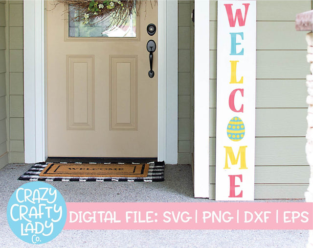 Easter Welcome | Porch Sign SVG Cut File SVG Crazy Crafty Lady Co. 