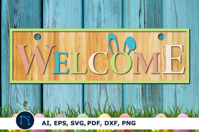 Easter Welcome Sign for Door Decor SVG SVG MD JOYNAL ABDIN 