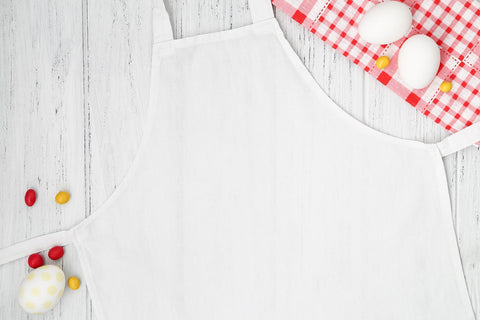 Easter white apron mockup, kitchen mock up, flat lay Mock Up Photo studiomay 