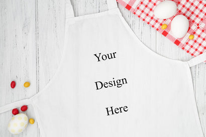 Easter white apron mockup, kitchen mock up, flat lay Mock Up Photo studiomay 