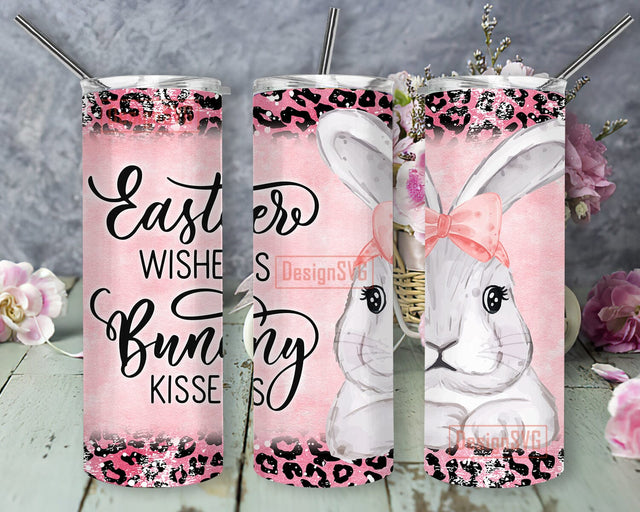 Easter Wishes And Bunny Kisses Design Png, Easter Bunny 20oz Skinny Tumbler, Pink Leopard Tumbler Wrap, Happy Easter Day Tumbler Png, Bunny Tumbler With Lid Straw, Digital Download Sublimation DesignSVG 