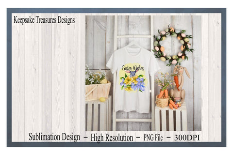 Easter Wishes, Bunny Sublimation Design, PNG Printable, Easter Décor, Easter Sublimation Design Sublimation Keepsake Treasures Designs LLC. 