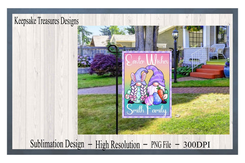 Easter Wishes Gnome Garden Flag Template, PNG Sublimation Design, Easter Yard Decorations, Digital Download, Dye Sublimation Sublimation Keepsake Treasures Designs LLC. 