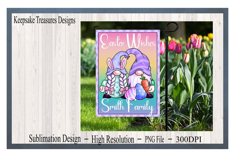 Easter Wishes Gnome Garden Flag Template, PNG Sublimation Design, Easter Yard Decorations, Digital Download, Dye Sublimation Sublimation Keepsake Treasures Designs LLC. 