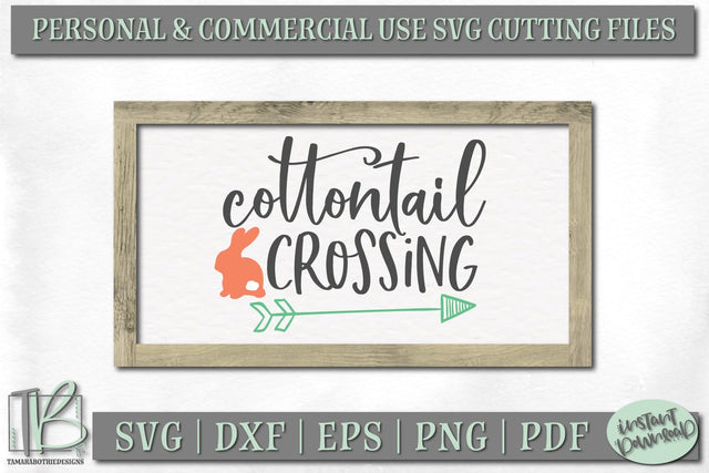 Easter Wood Sign SVG, Cottontail Crossing SVG File SVG TB Designs 